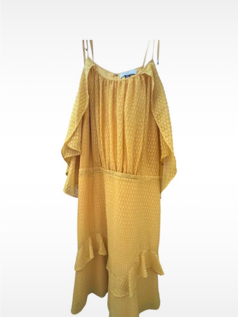 Halston Heritage Mustard Yellow Textured Dress